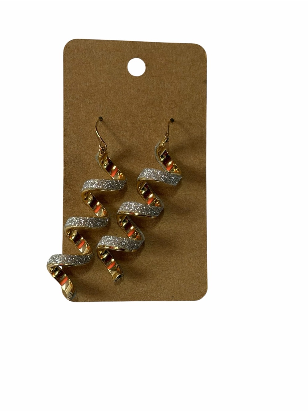 Gold and Silver Spiral Drop Earrings - Womens Jewelry